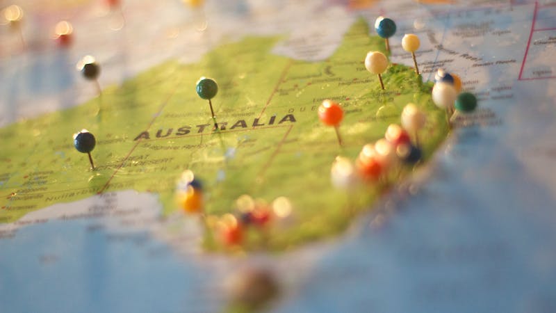 Geographic location pin on a detailed map