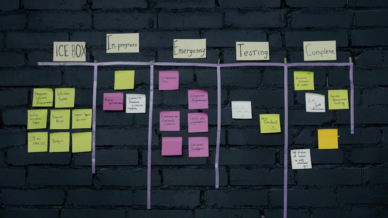 Team collaborating on agile sprint planning with task boards