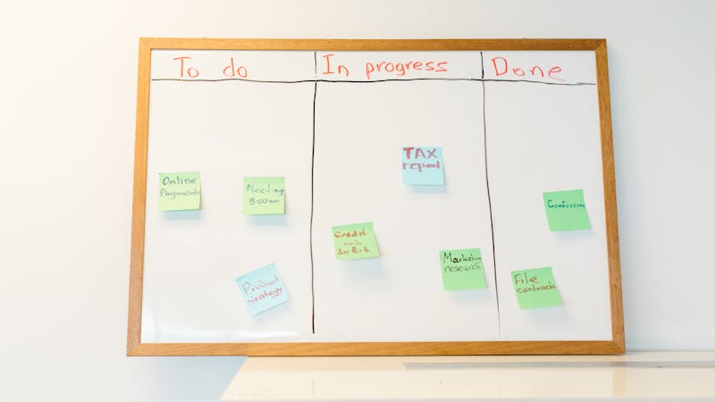 Product roadmap sketched out on a whiteboard during a planning session
