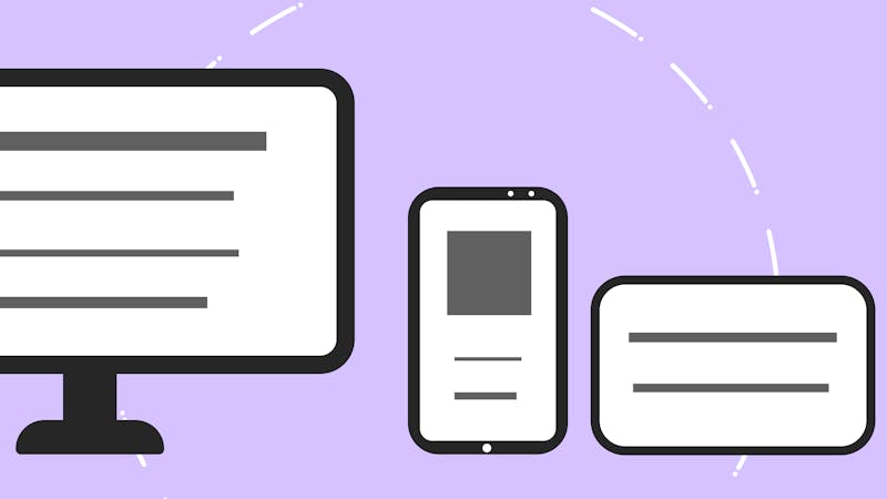 Responsive web design shown across mobile and desktop screen sizes
