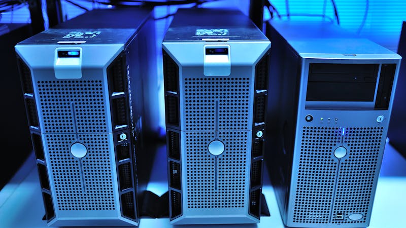 Server rack hardware in a hosting data center powering web applications