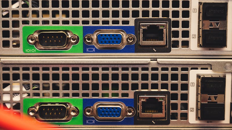 Server rack infrastructure powering backend services